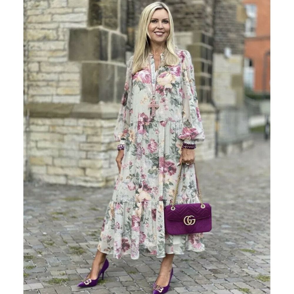 Floral Chiffon Balloon Puff Sleeve Dress H&M - Picture 2 of 4